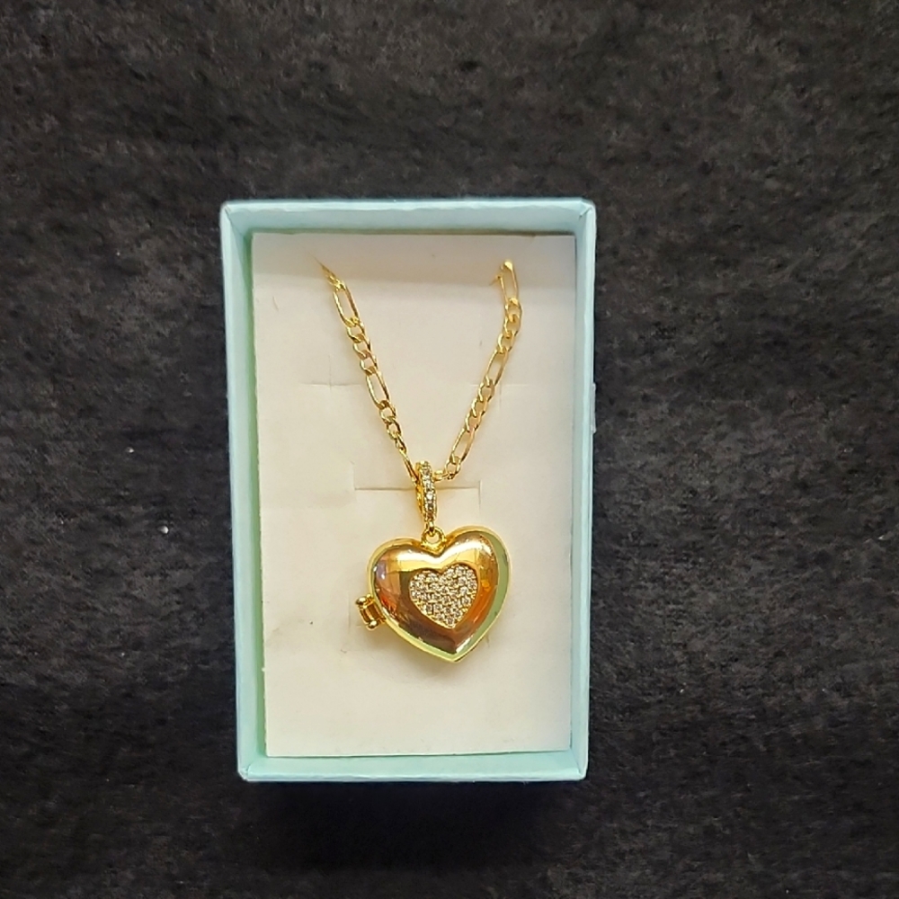 Gold Heart Locket Necklace